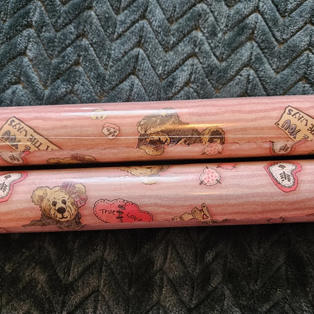 Boyds Bears Gift Wrap 2 Rolls 1997 Pink Striped by Sunrise